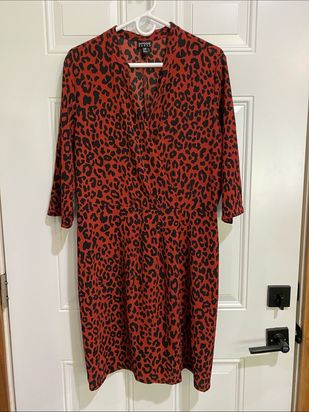 Enfocus Studio Red and Black Leopard-Print Midi Dress